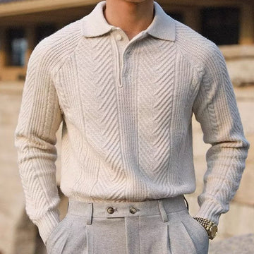 Men's Button Cardigan with Jacquard Weave and Regular Fit, Polyester