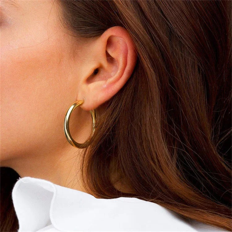 Women's Chunky Hoop Earrings Set - 3 Pairs - Hinged Closure