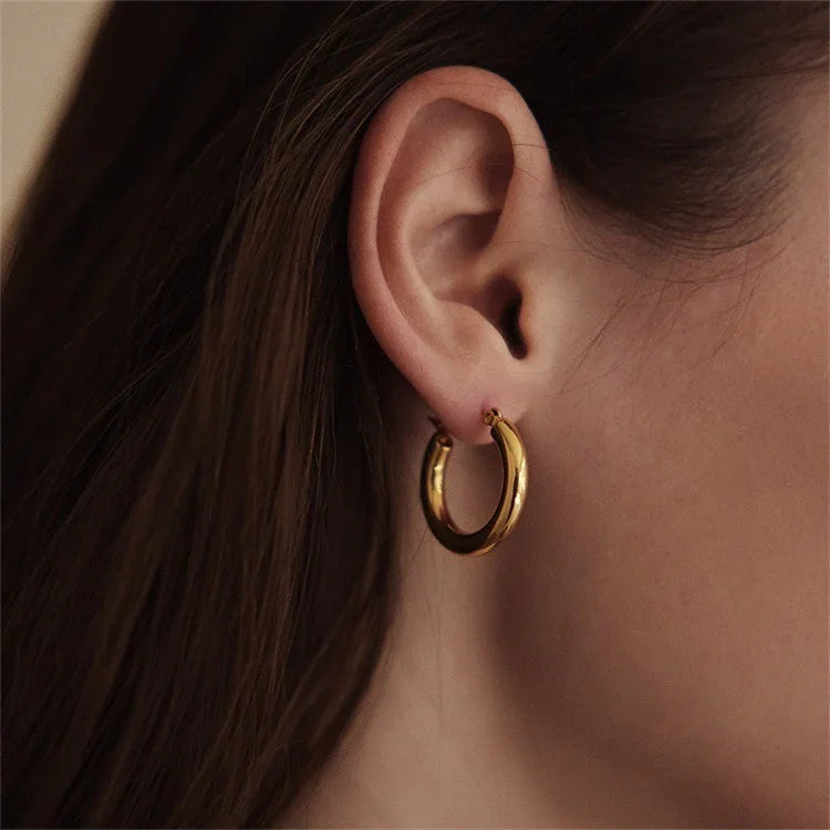 Women's Chunky Hoop Earrings Set - 3 Pairs - Hinged Closure