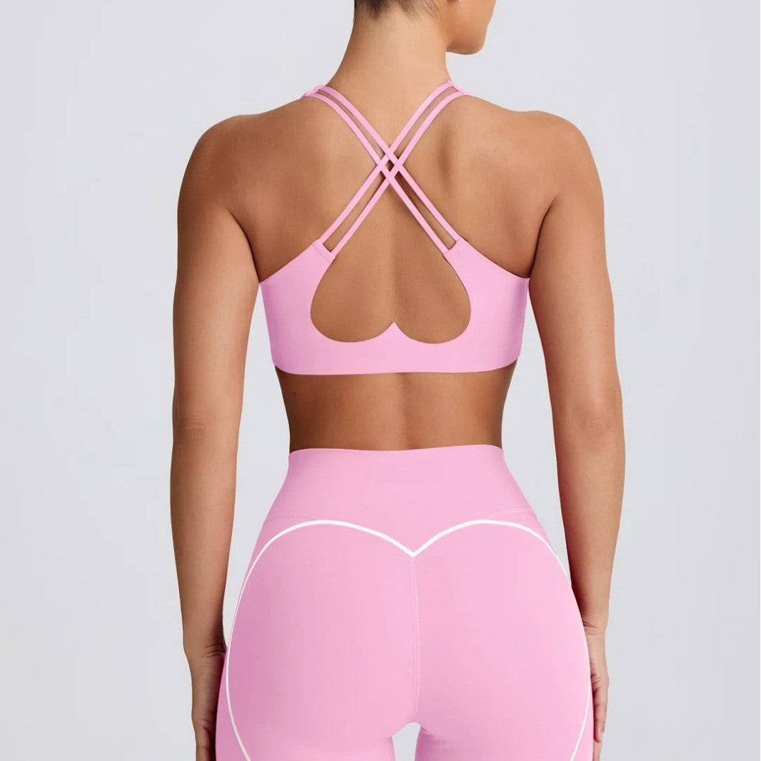 Women's Two Piece Yoga Set - Sports Bra - High Waist Shorts - Sculpted Fit