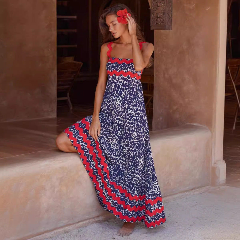 Women's Maxi Dress Scalloped Trim Square Neck
