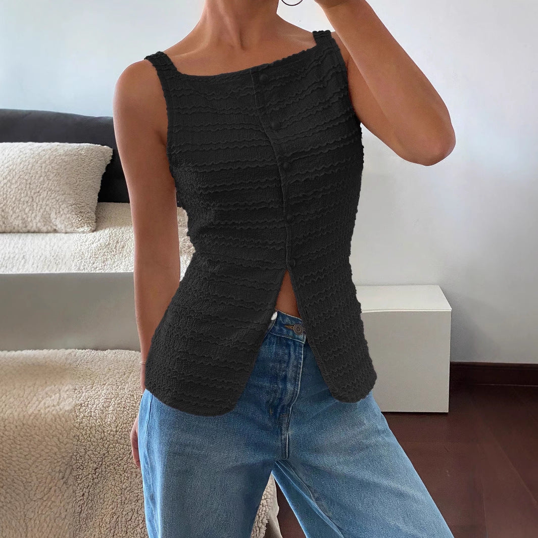 Women's Textured Sleeveless Button Front Peplum Top