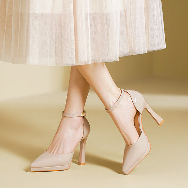 Women's Ankle Strap Pointed Toe Block Heels