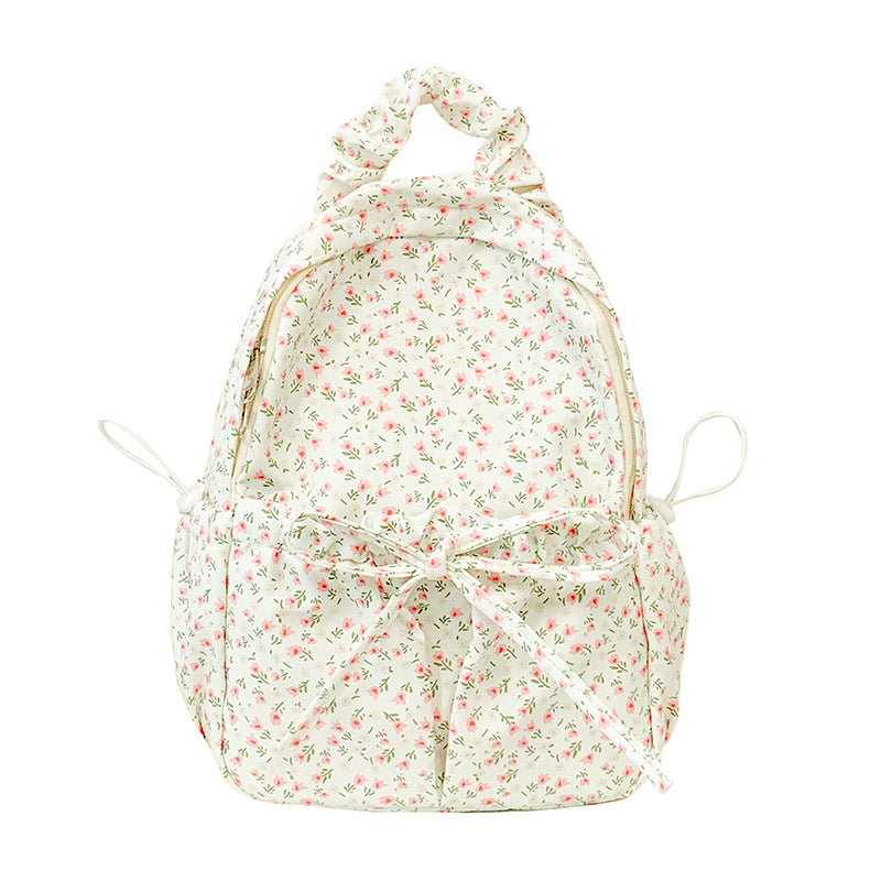 Floral Backpack with Organized Compartments and Padded Shoulder Straps