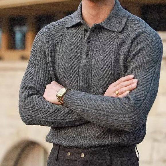 Men's Button Cardigan with Jacquard Weave and Regular Fit, Polyester