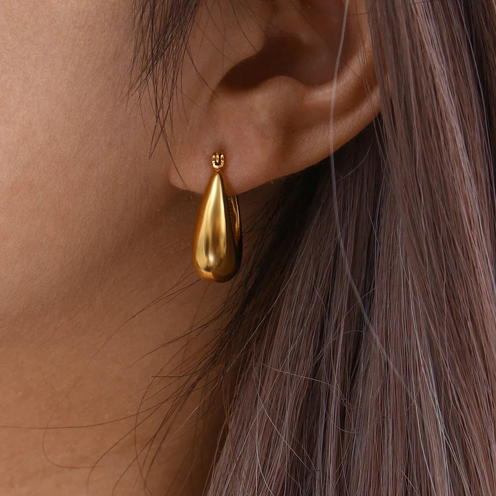 Women's Gold Hoop Teardrop Huggie Earrings