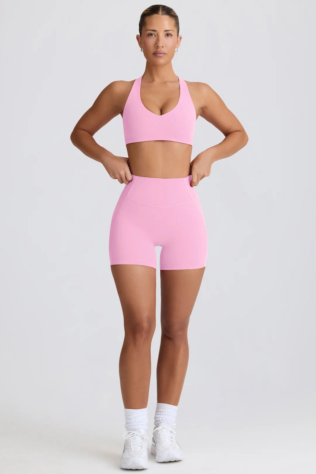 Women's Two Piece Yoga Set - Sports Bra - High Waist Shorts - Sculpted Fit