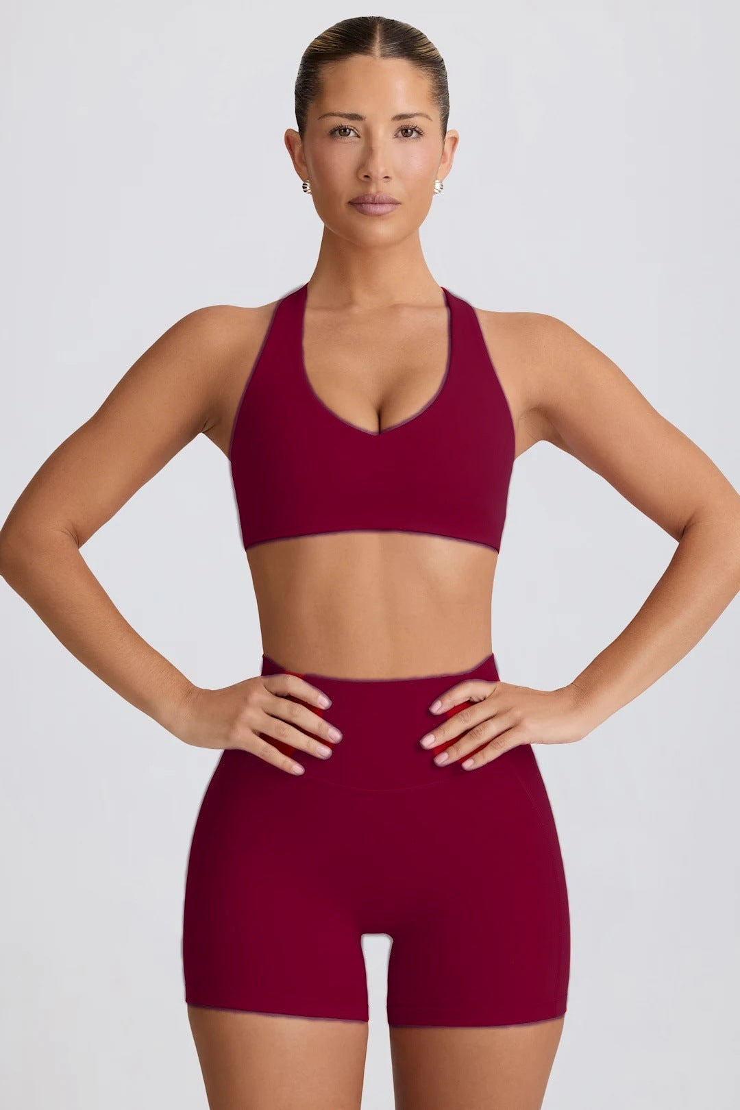 Women's Two Piece Yoga Set - Sports Bra - High Waist Shorts - Sculpted Fit