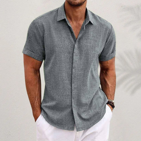 Collared Button Shirt with Moisture Wicking and Relaxed Fit, Machine Washable