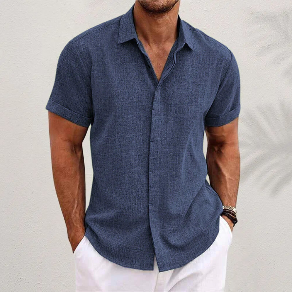 Collared Button Shirt with Moisture Wicking and Relaxed Fit, Machine Washable