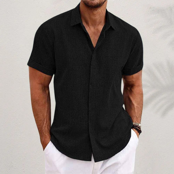 Collared Button Shirt with Moisture Wicking and Relaxed Fit, Machine Washable
