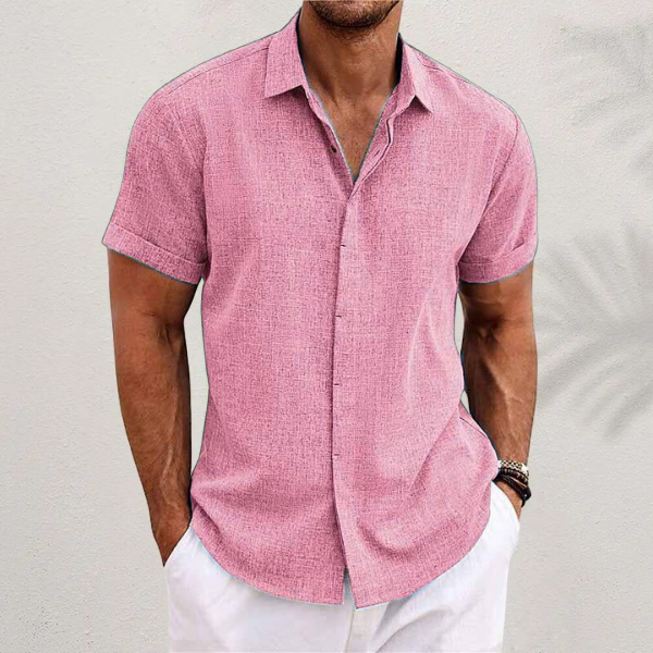 Collared Button Shirt with Moisture Wicking and Relaxed Fit, Machine Washable