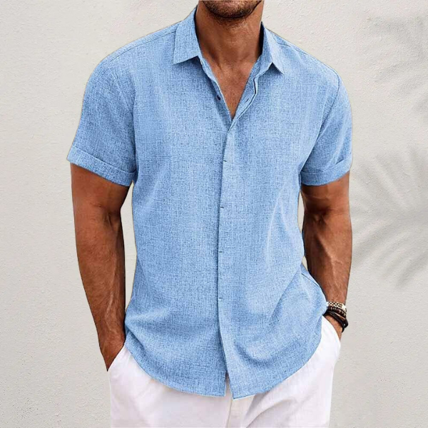Collared Button Shirt with Moisture Wicking and Relaxed Fit, Machine Washable