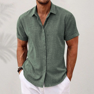 Collared Button Shirt with Moisture Wicking and Relaxed Fit, Machine Washable