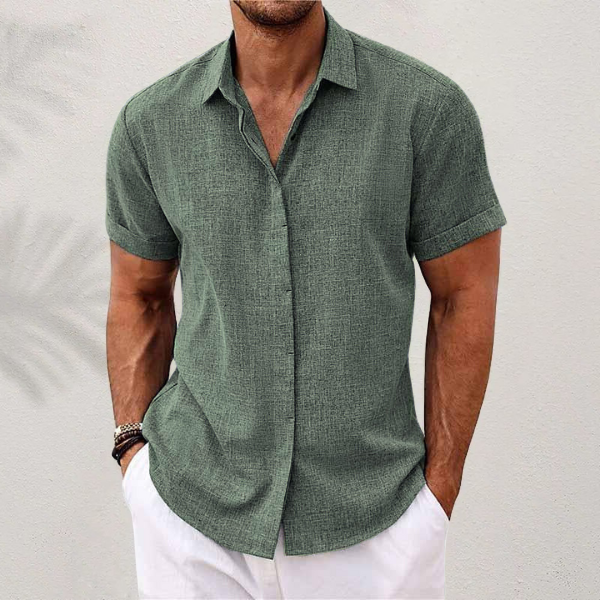Collared Button Shirt with Moisture Wicking and Relaxed Fit, Machine Washable