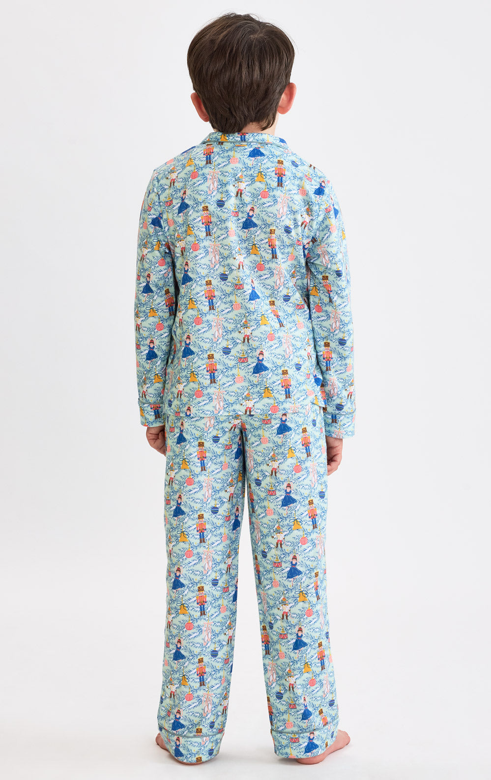 Kids Two Piece Nutcracker Pajamas with Button Front and Elastic Waist