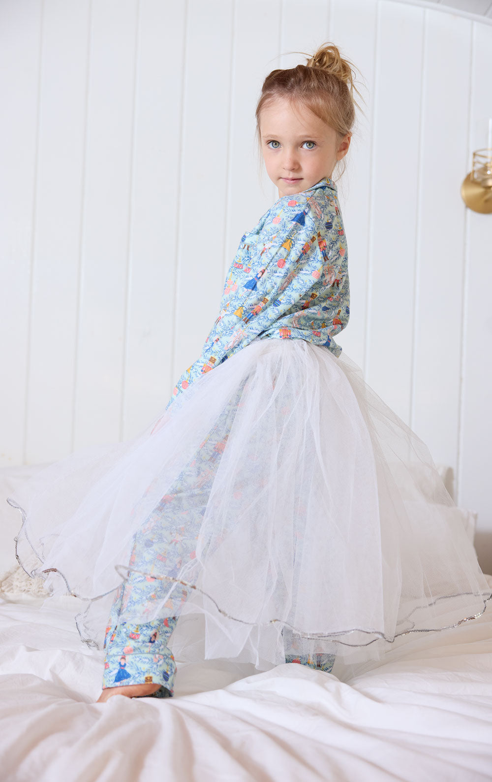 Kids Two Piece Nutcracker Pajamas with Button Front and Elastic Waist
