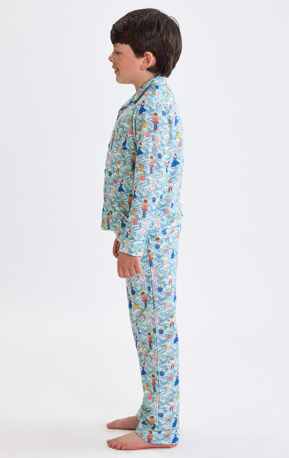 Kids Two Piece Nutcracker Pajamas with Button Front and Elastic Waist