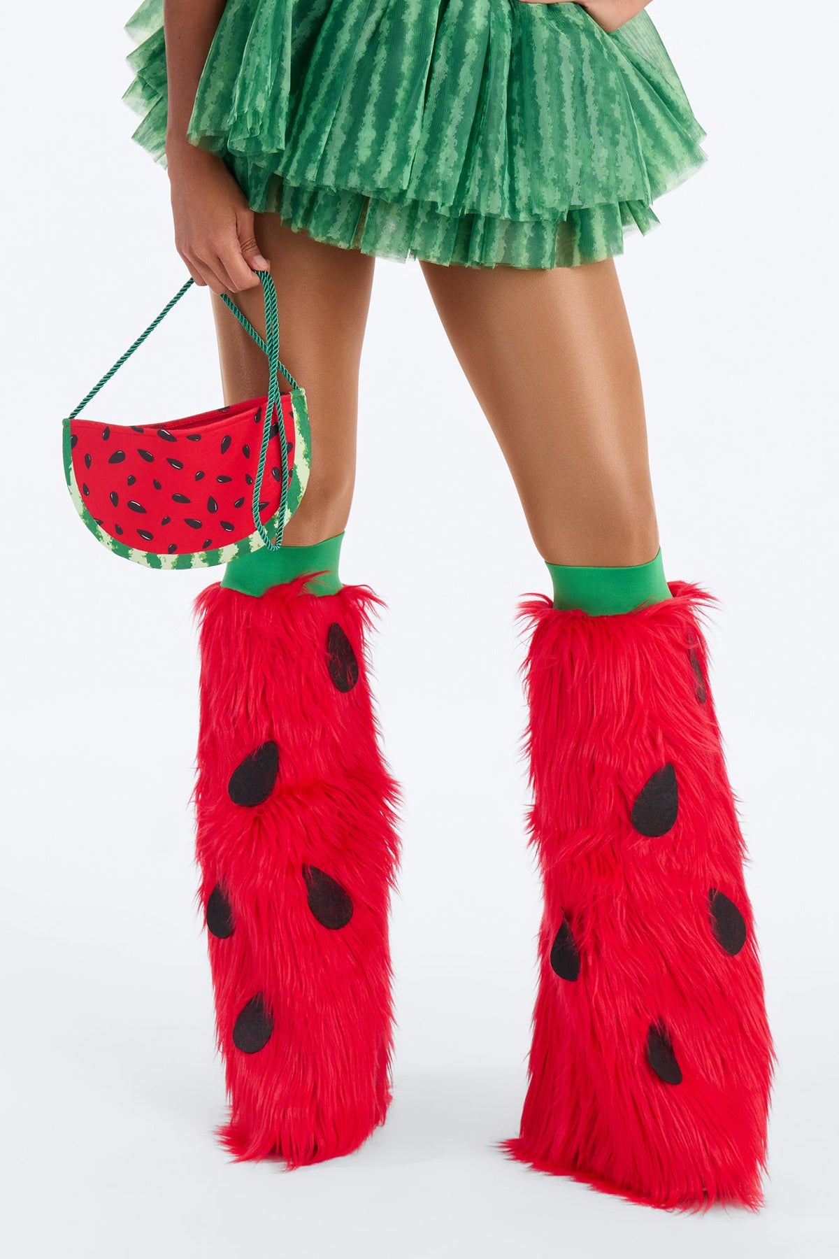 Four Piece Watermelon Costume with Bodysuit, Leg Warmers and Purse