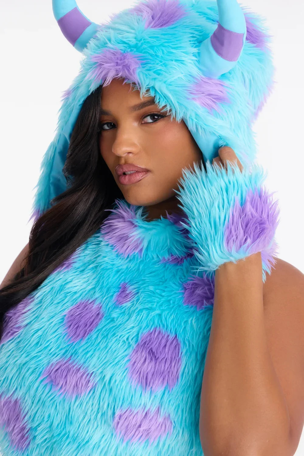 Four Piece Dinosaur Costume Set with Faux Fur Leg Warmers and Spandex Blend