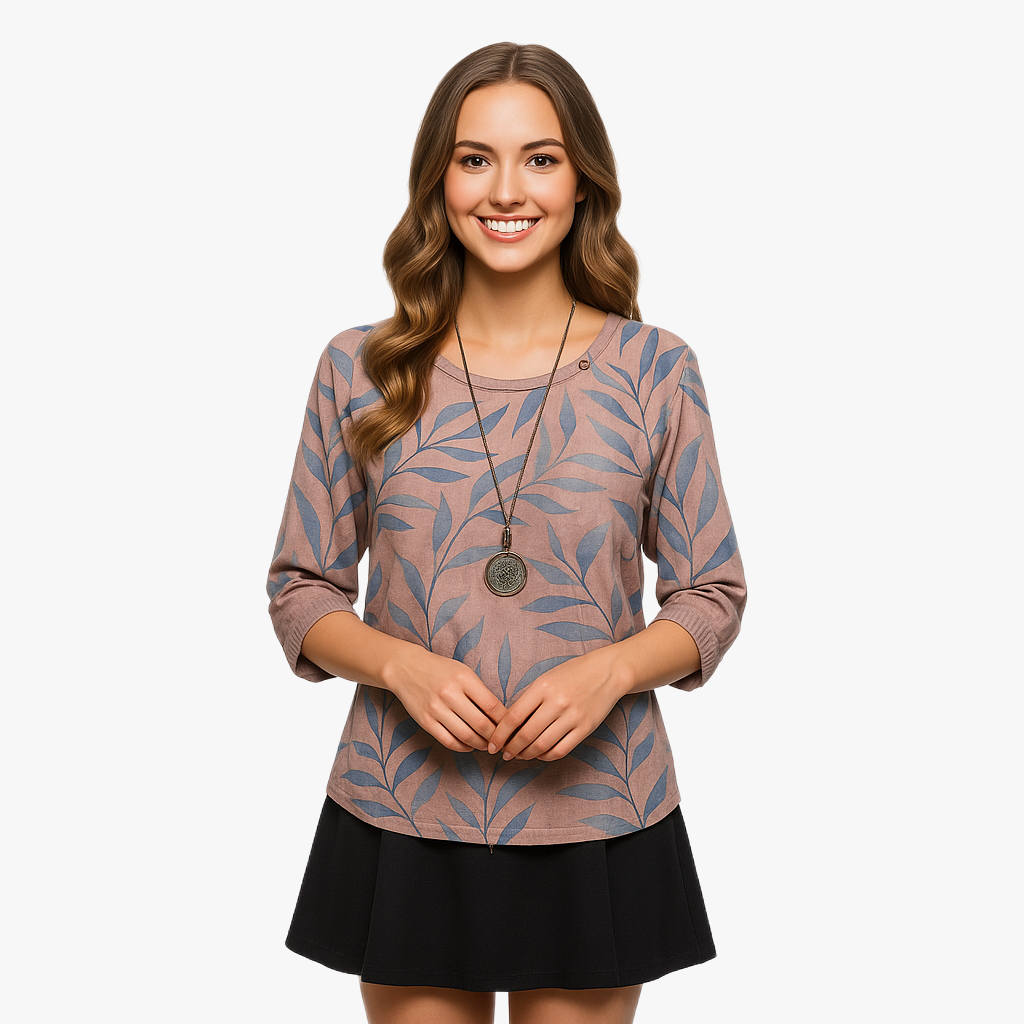 Elegant Leaf Print Blouse for Women