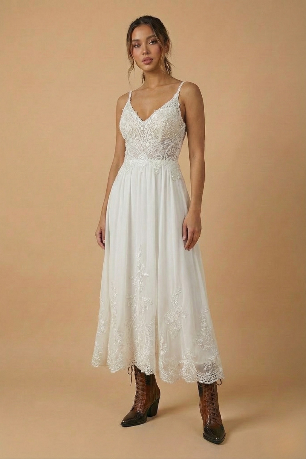 Women Lace Up Ankle Boots - Block Heel Pointed Toe Statement Design