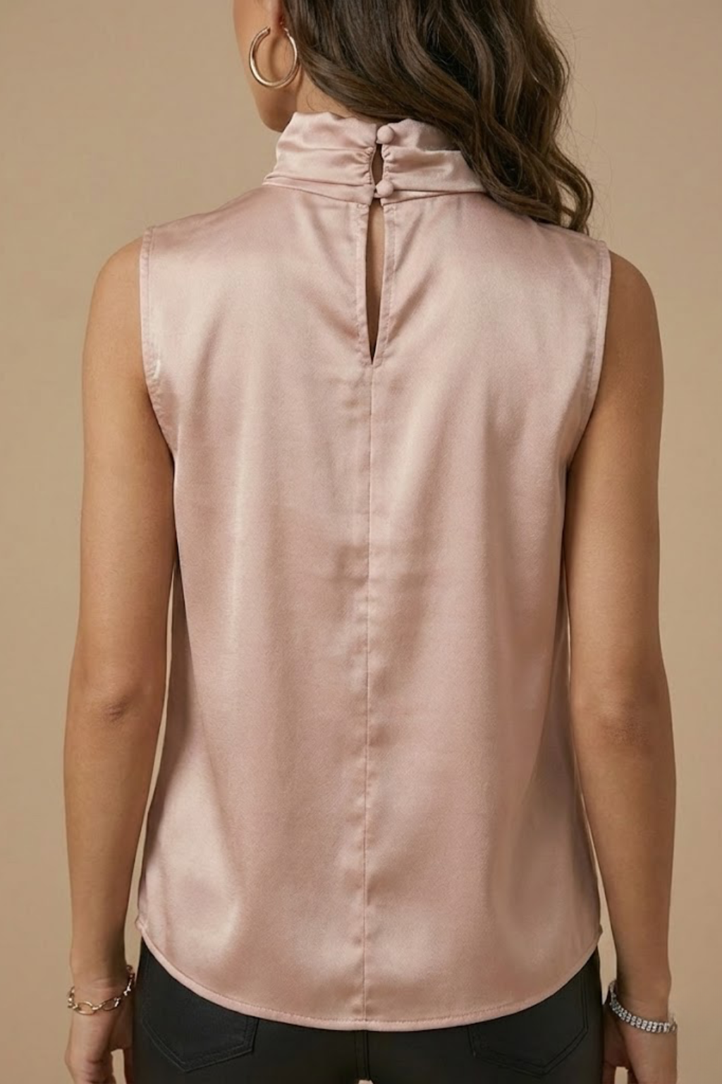 Women’s Sleeveless Turtleneck Top - Elegant High Neck Design - Refined Casual-to-Work Blouse