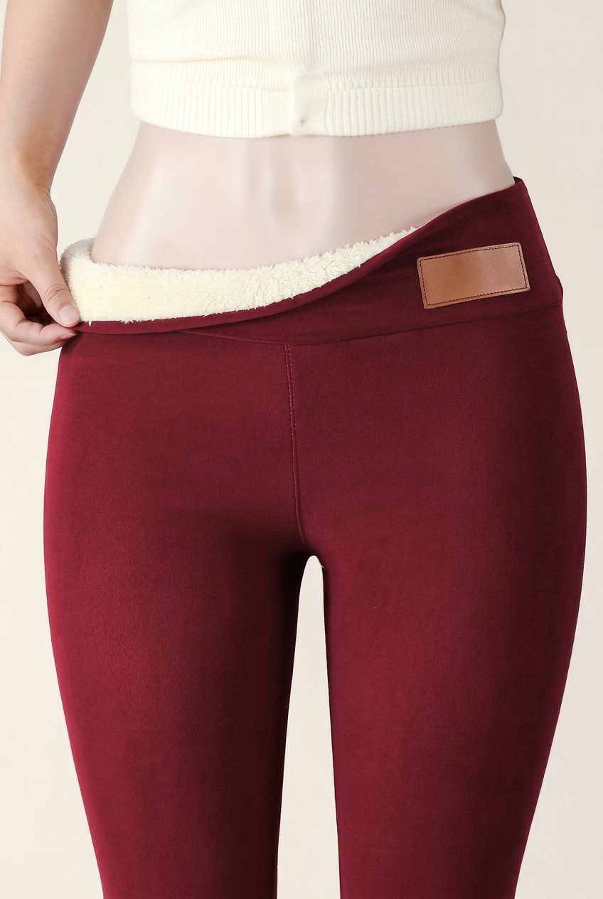 Fleece Lined Leggings with High Rise Waist and Four Way Stretch