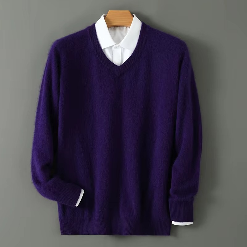 V Neck Pullover Sweater with Relaxed Fit and Knit Blend, S-3XL