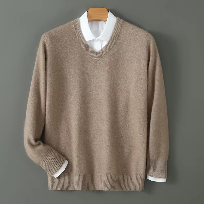 V Neck Pullover Sweater with Relaxed Fit and Knit Blend, S-3XL
