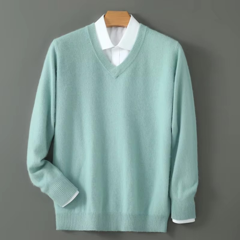 V Neck Pullover Sweater with Relaxed Fit and Knit Blend, S-3XL