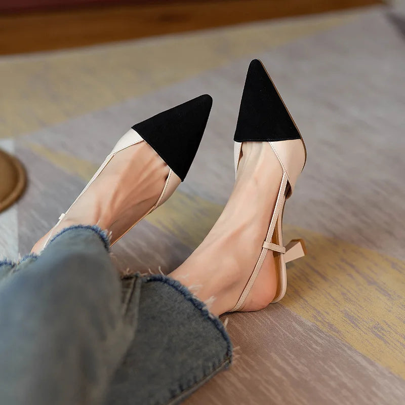 Women's Slingback Heels Pointed Toe Two-Tone