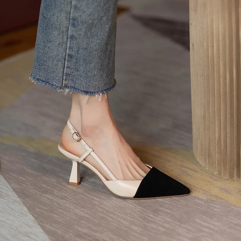 Women's Slingback Heels Pointed Toe Two-Tone