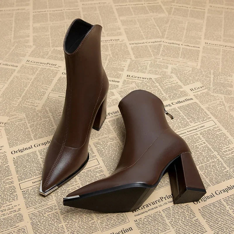 Women’s Chrome Tip Chelsea Boots with Block Heel