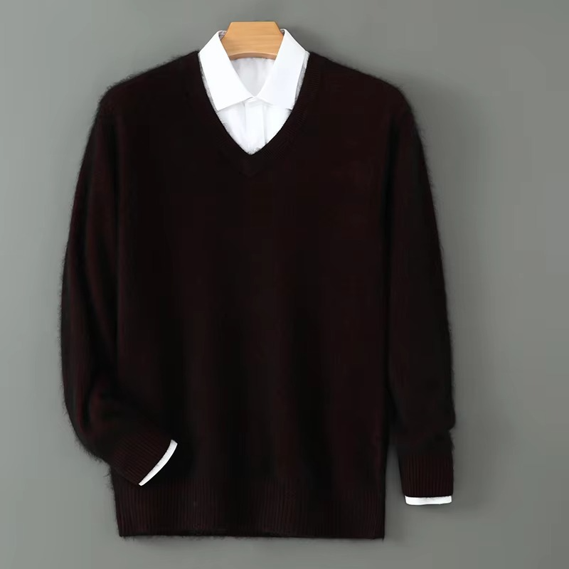 V Neck Pullover Sweater with Relaxed Fit and Knit Blend, S-3XL