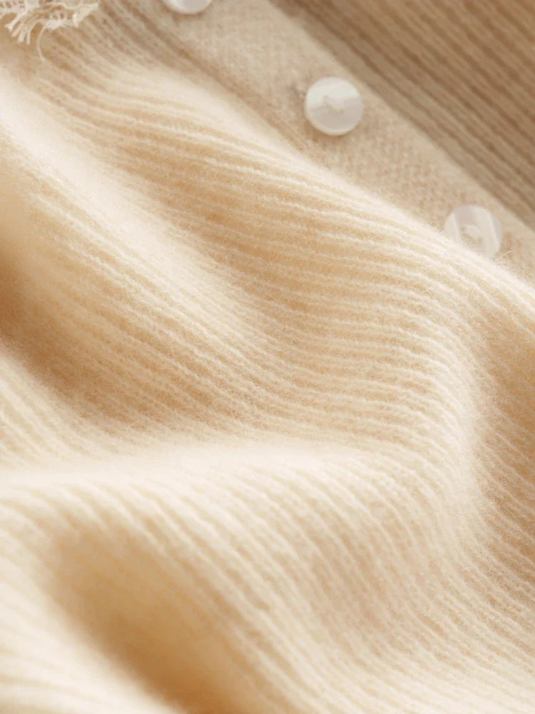 Women’s Fitted Cardigan with Lace Trim and Button Front