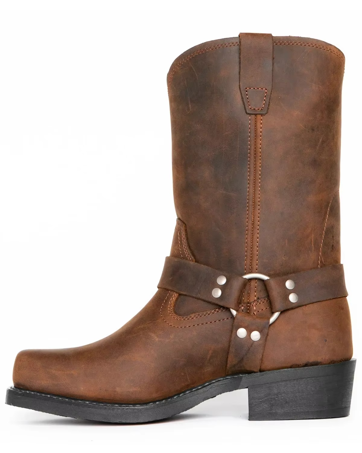 Men's Western Boots with Mid Calf Height and Retro Stitching