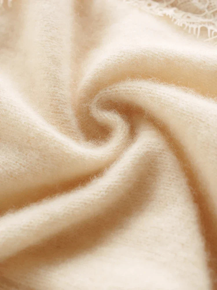 Women’s Fitted Cardigan with Lace Trim and Button Front