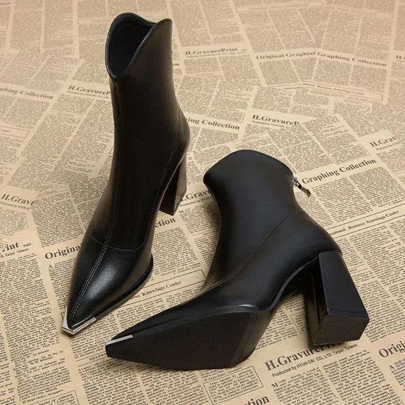 Women’s Chrome Tip Chelsea Boots with Block Heel