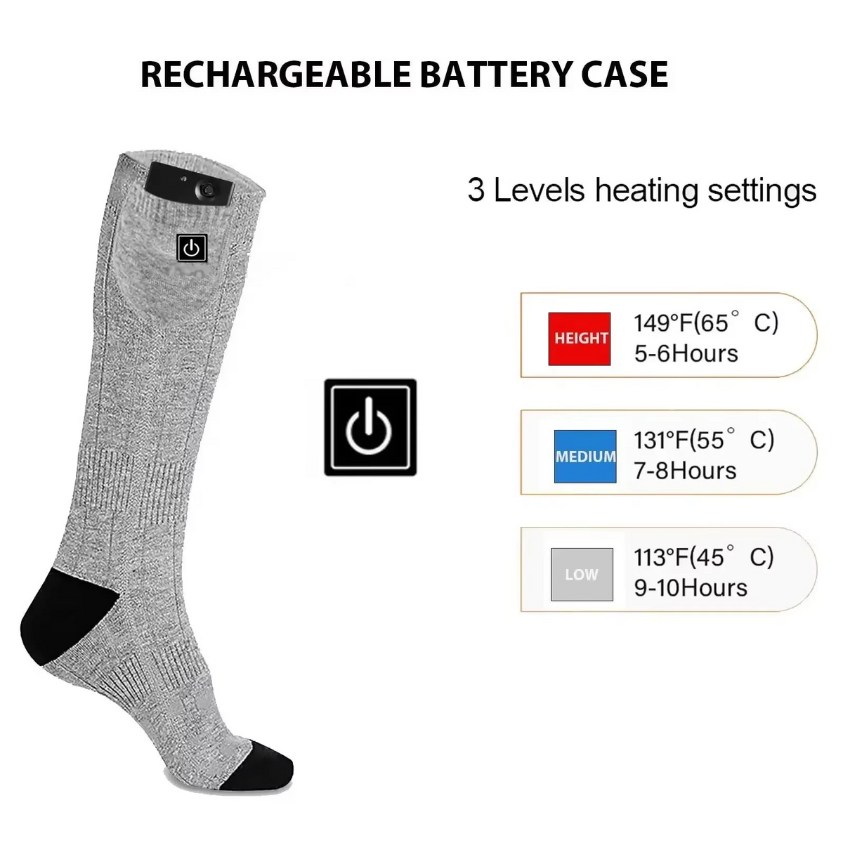 Rechargeable Winter Socks with Forefoot Heating and Cushioned Sole