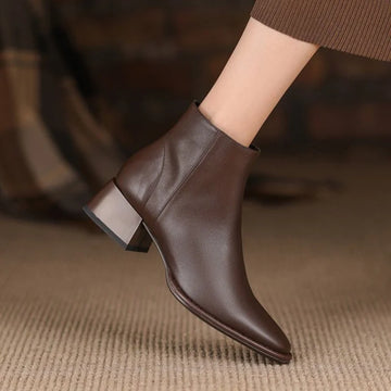 Damen-Stiefeletten mit klobigem Absatz und seitlichem Reißverschluss