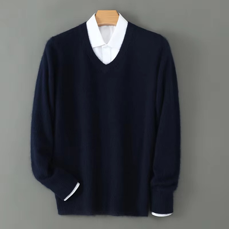 V Neck Pullover Sweater with Relaxed Fit and Knit Blend, S-3XL
