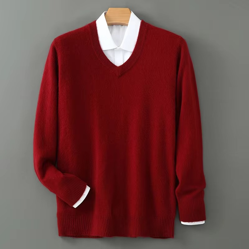 V Neck Pullover Sweater with Relaxed Fit and Knit Blend, S-3XL
