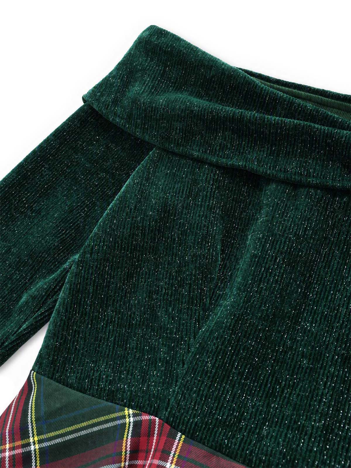 Off Shoulder Tartan Dress for Holiday Events and Festive Occasions, Knee Length