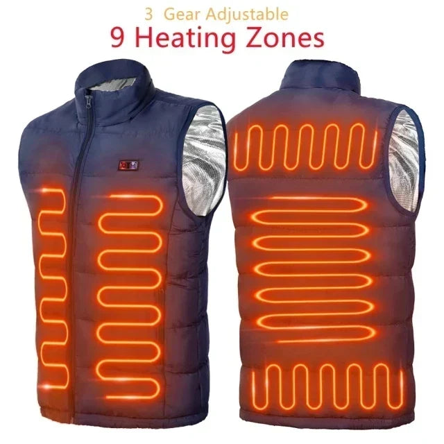 Heated Vest with 9-Zone Coverage and 3-Level Temperature Control for Winter Sports