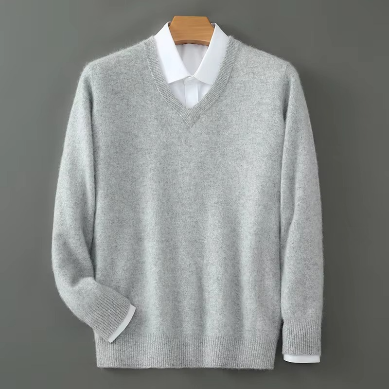 V Neck Pullover Sweater with Relaxed Fit and Knit Blend, S-3XL