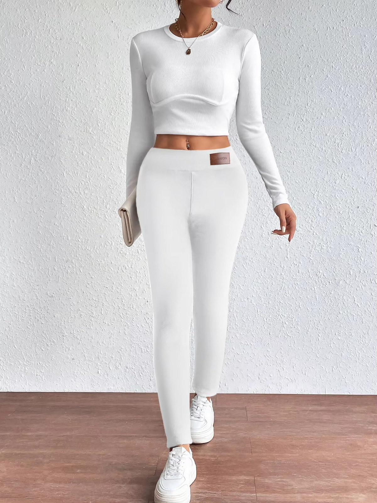 Fleece Lined Leggings with High Rise Waist and Four Way Stretch