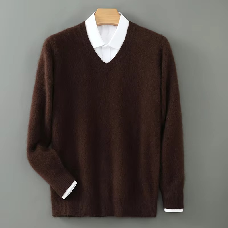 V Neck Pullover Sweater with Relaxed Fit and Knit Blend, S-3XL