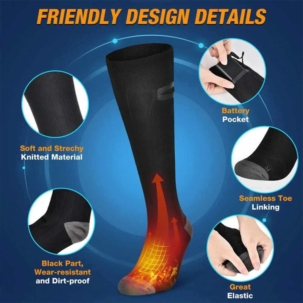 Heated Socks with Rechargeable 4000 mAh Battery and Full Sole Coverage, Three Heat Settings