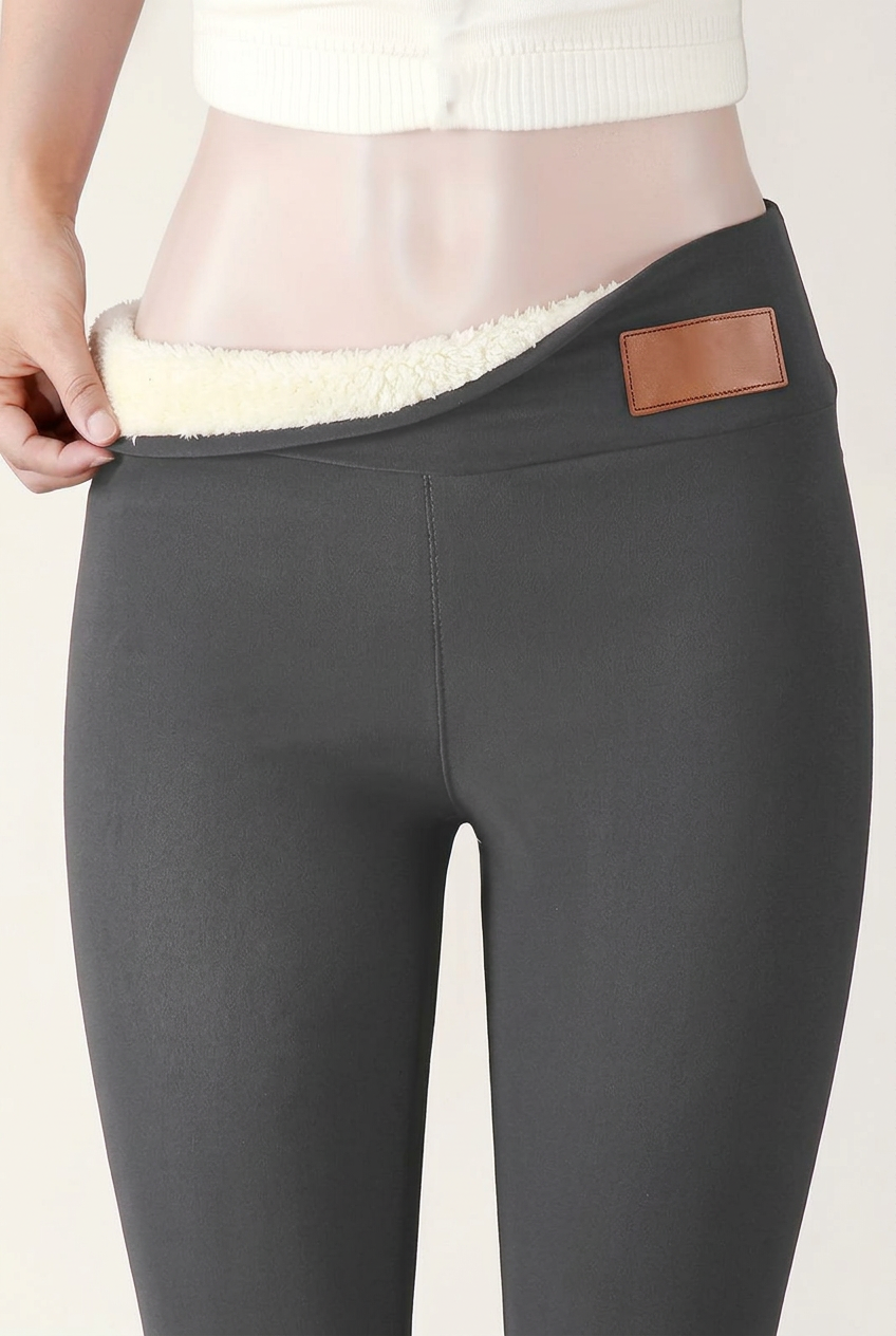 Fleece Lined Leggings with High Rise Waist and Four Way Stretch